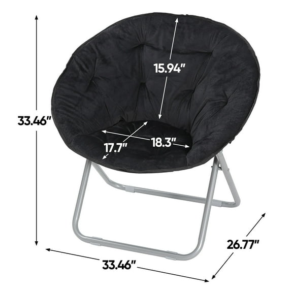 ZENSTYLE Metal Frame Moon Chair Seat Saucer Chair Soft Folding, Black