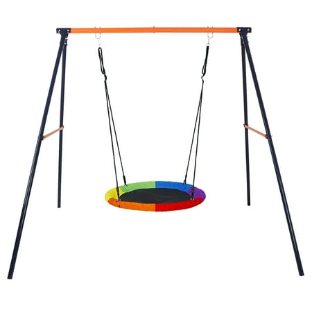 ZENSTYLE Outdoor Spider Swing Set - 40" Tree Web Swing + 72" Steel Frame Stand Combo, Adults Kids Teenagers