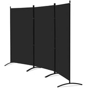 ZENSTYLE Panel Room Divider, Folding Privacy Screen with Sturdy Metal Frame & Waterproof Fabric, Freestanding Partition for Home and Office - Black