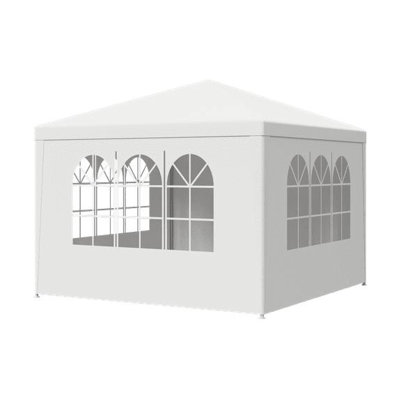 ZENSTYLE Patio Wedding Party Tent Set White Waterproof Canopy - 10 x 10'