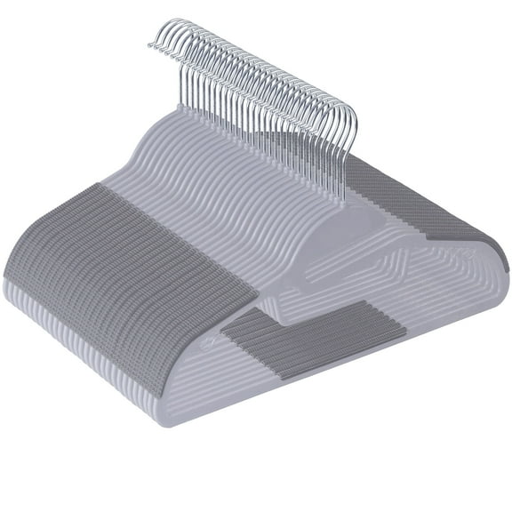 ZENSTYLE Plastic Hangers Non-Slip 50 Pack Hangers for Heavy Sweaters Winter Coats Gray