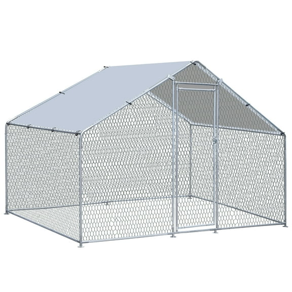 ZENSTYLE Poultry Cage Chicken Coop Large Metal Chicken Run for 10 Chickens with Waterproof Cover