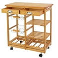 thumbnail image 1 of ZENSTYLE Rolling Wood Kitchen Cart Storage Trolley Cart Rack Countertop, Natural, 1 of 9