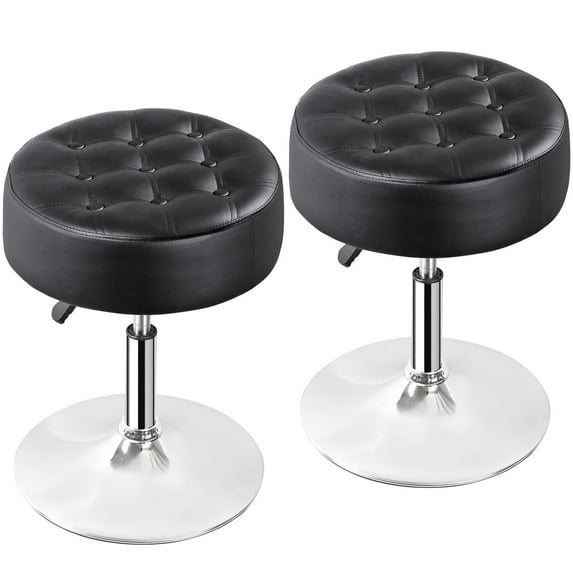 ZenStyle Adjustable Swivel Stool, Metal Frame Salon Stool, Round Vanity Stool Chair for Home, Black (Set of 2)