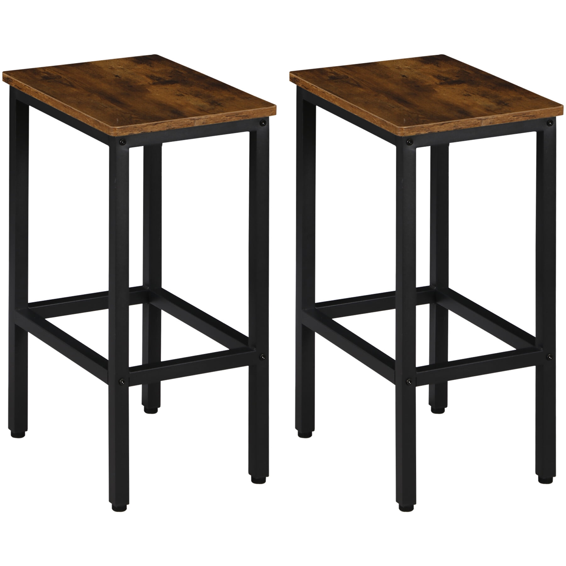 ZENSTYLE Set of 2 Industrial Metal Bar Stools with Footrest for Kitchen Indoor