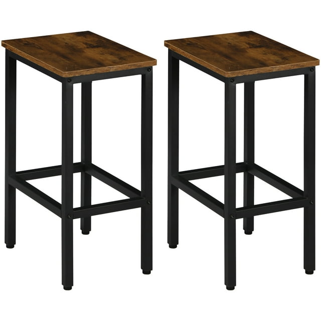 ZENSTYLE Set of 2 Industrial Metal Bar Stools with Footrest for Kitchen