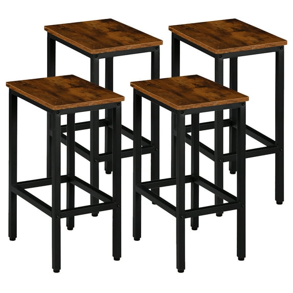 ZENSTYLE Set of 4 Bar Stools Industrial Bar Chairs With Footrest for Kitchen Indoor