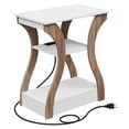 thumbnail image 1 of ZENSTYLE Side Table 3 Tier End Table with Charging Station Nightstand with USB Storage Shelf White, 1 of 9