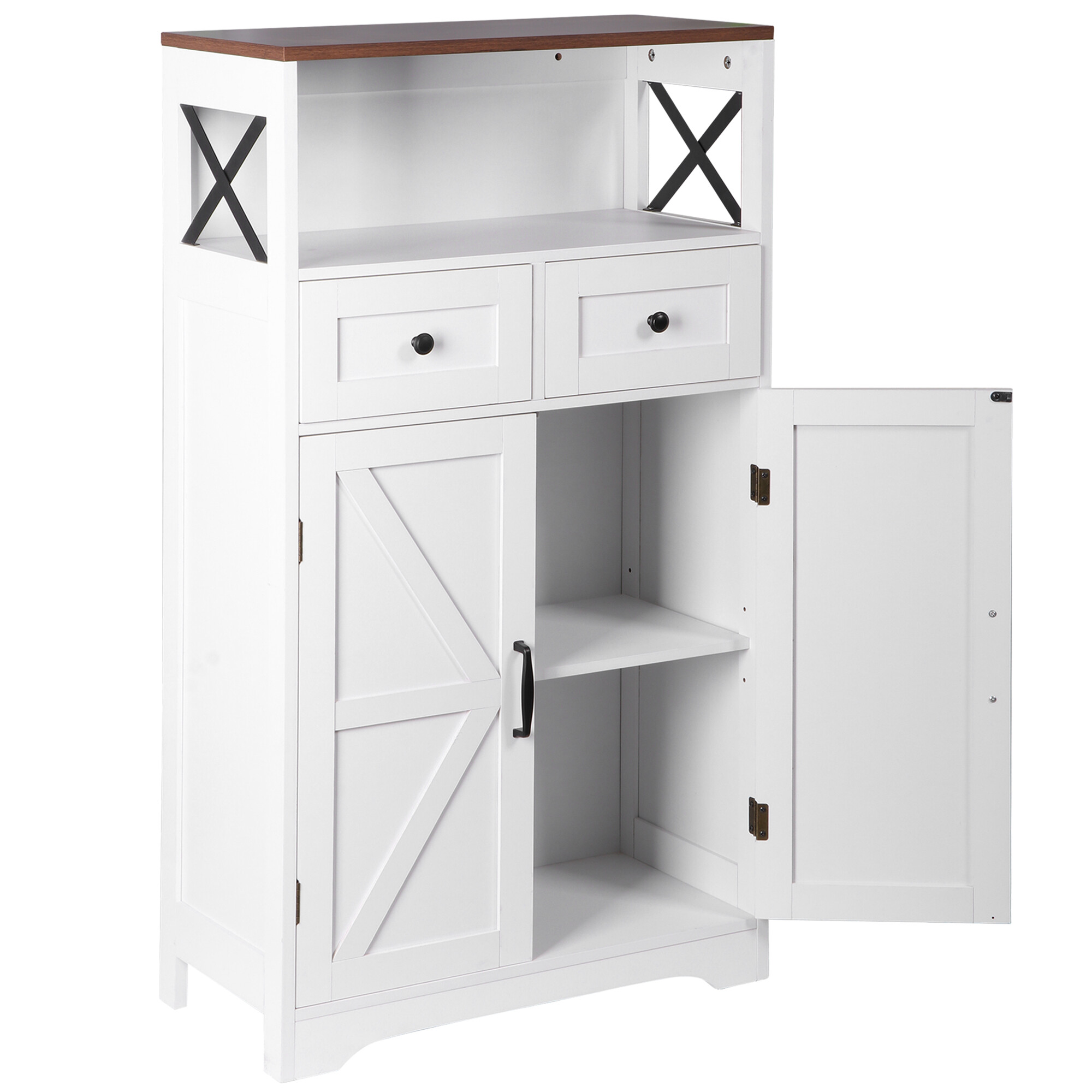 ZENSTYLE Storage Cabinet with 2 Drawers Durable Storage Organizer Floor Cupboard Home Decor White