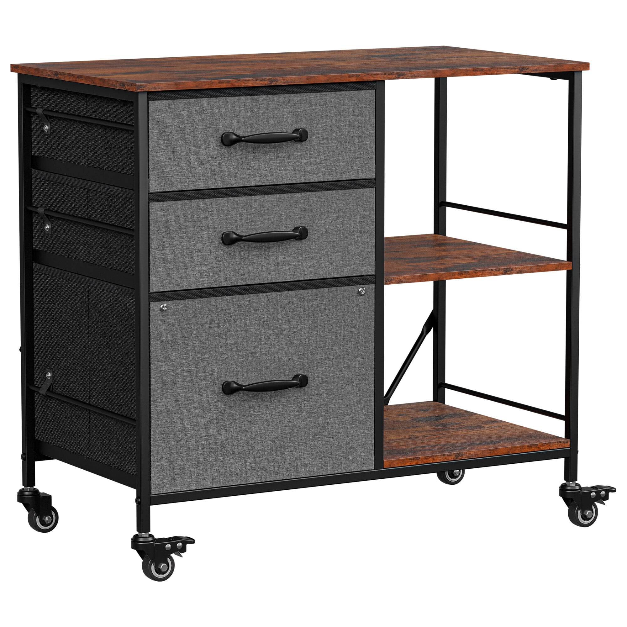 ZENSTYLE Storage Shelf 3 Drawer Rolling Stand Mobile File Cabinet for Home Office, Gray