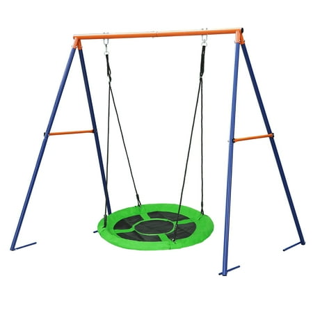 ZENSTYLE Swing Set 40" Tree Swing Spider Saucer Freestanding Steel 72" H Swing Stand, Green