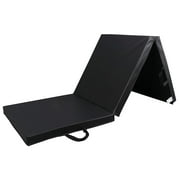 ZENSTYLE Tri-Fold 6' x 2' x 2" Folding Exercise Gym Floor Mat for Gymnastics, Aerobics, Yoga, Martial Arts w/ Carrying Handles-Black