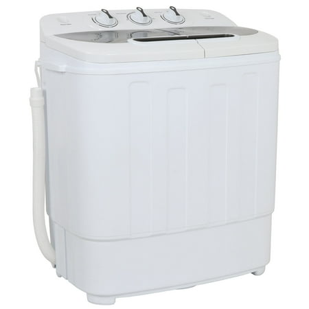ZENSTYLE Twin Tub Portable Compact Wash Machine Spin Dry Cycle 13lbs Semi-Automatic Home Mini Washer, White