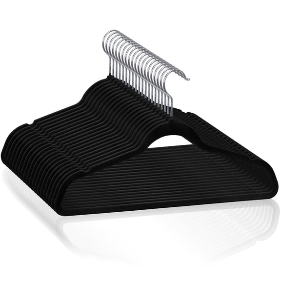ZENSTYLE Velvet Hanger Skirt Hanger (100 Pack) Durable Junior Clothes Hangers Plastic Suit hanger Black