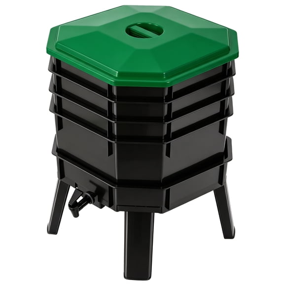 ZENSTYLE Wormery 5-Tier Compost System 50L (13 Gal) Large Capacity Vermicomposting Bin for Kitchen & Garden, Complete Starter Kit