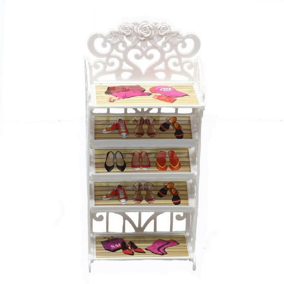 ZENTREE Plastic Shoe Rack Shoe Shelf DIY House Room Mini Play Furniture Teens Kids Toy