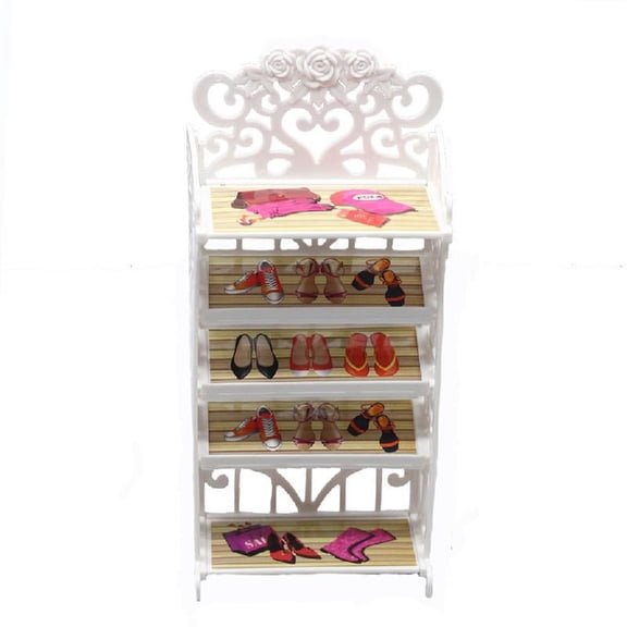 ZENTREE Plastic Shoe Rack Shoe Shelf DIY House Room Mini Play Furniture Teens Kids Toy