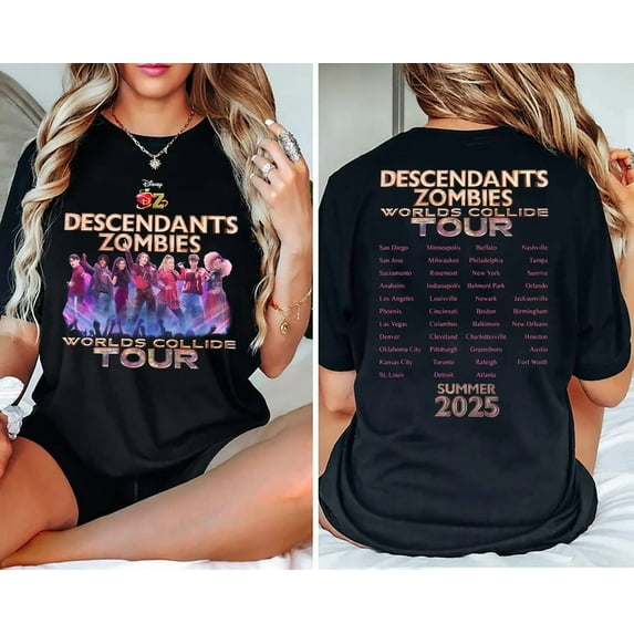 ZENUA Descendants Zombies Worlds Collide Tour Shirt The Rise Of Red Characters Summer Music Festival 2025 Concert Tee Family Trip Epcot Outfit Hot Trending Shirt/Sweatshirt/Hoodie