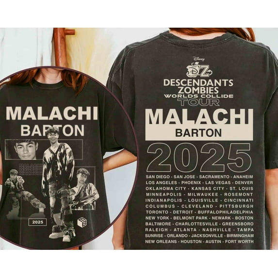 ZENUA Malachi Barton Descendants Worlds Collide Tour Shirt, Descendants Zombies Oufit, Trending Tee, Vacation Trip Gift 2025 Hot Trending Shirt/Sweatshirt/Hoodie