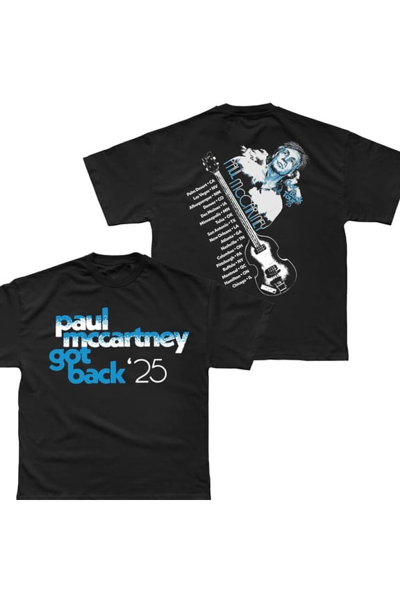 Pa.Ul Mc.Cartney Got Back Tour 2025 Graphic With City Stops Guitar T-Shirt, Paul Mccartney Shirt Hot Trending Shirt/Sweatshirt