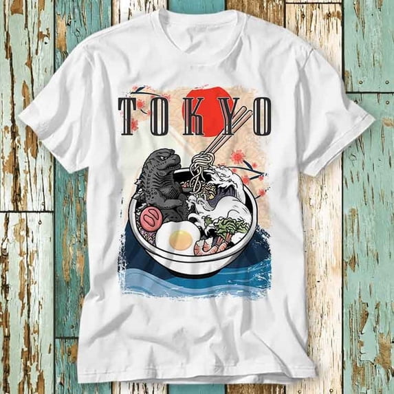 ZENUA Tokyo Ramen Noddle Food Japan Japanese Poster 80S T Shirt Top Design Unisex Ladies Mens Tee Retro Fashion Vintage Shirt