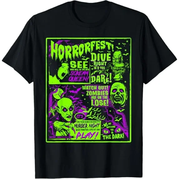 ZENUA Vintage Horrorfest Hal.Low.Een Movie Poster Old Time Horror T-Shirt Hot Trending Shirt/Sweatshirt/Hoodie