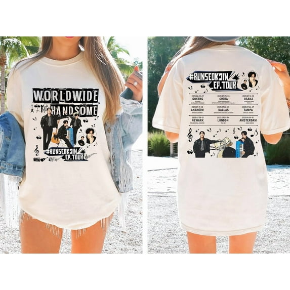 ZENUA Worldwide Handsome Tour 2 Sided Shirt, Jin Shirt, Runseokjin Tee, Jin Wordwide Handsome 2025 Tee, Kp0P Shirt Hot Trending Shirt/Sweatshirt/Hoodie