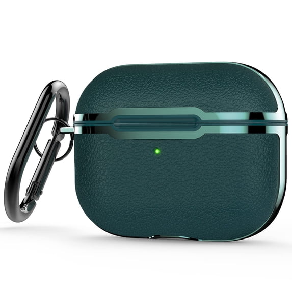 ZENVAN Compatible with AirPods 3 Case 2021,Fully-Wrapped Leather Gold Plated Shockproof Protective Airpods 3rd Charging Case Cover with Keychain,Green