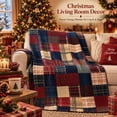 thumbnail image 1 of ZENVIVE 39x59" Christmas Quilted Throw Blanket Vintage Patchwork, Flannel Red Blue Plaid Blanket for Sofa, Bed, Home Decor, Soft Warm Gift for Family, 1 of 7