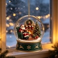thumbnail image 1 of ZENVIVE Charming Christmas Snow Globe Ornament, 3.5 Inch Resin And Glass Hanging Piece With Gold Cord, Festive Village Scene Display For Tree Home Party, Santa Chair Fireplace Scene, 1 of 8