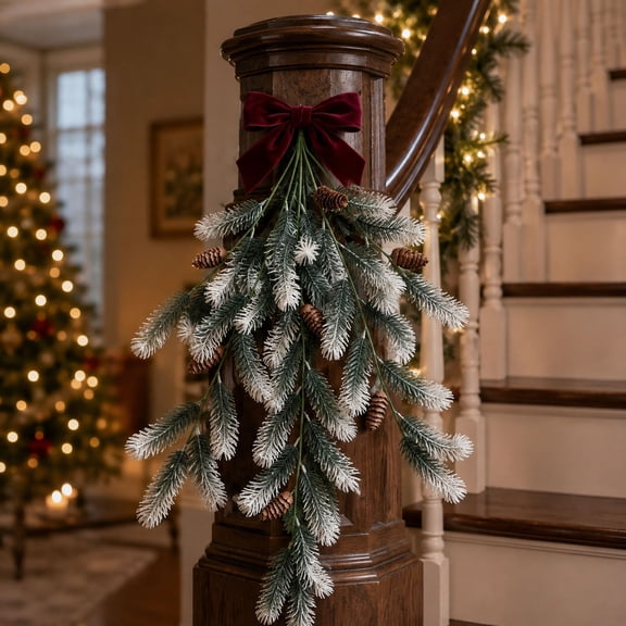 ZENVIVE Christmas Wall Hanging, 45 Head Artificial Pine Needles Pinecone Branches, Faux Home Plant Swag for DIY Christmas Indoor Outside Wreath Decoration