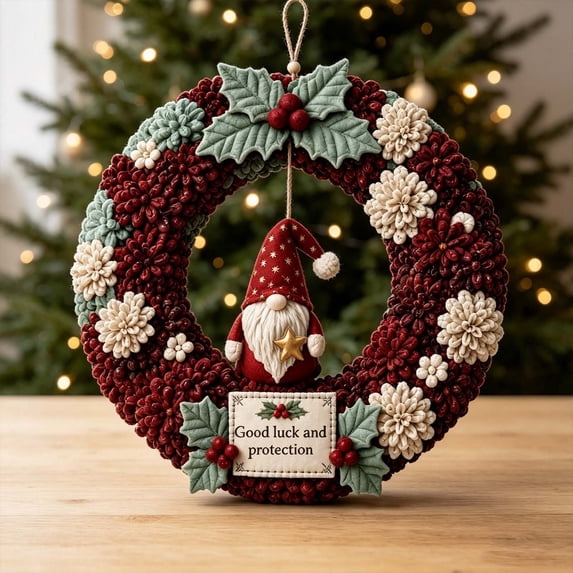 ZENVIVE Clearance! Christmas 3D Fabric Poke Wreath DIY Kit, Christmas Wreath DIY Kit for Adults, Christmas Decorations for Indoor Home, Gift for Craft Lovers(Gnome)