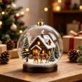 thumbnail image 1 of ZENVIVE Festive Christmas Hanging Ornament, 3.5 Inch Acrylic Snow Globe With A Twisted Cord, Snowy Winter Cabin Decor For Tree Mantel Window Shelf, Deer Cabin Scene, 1 of 8