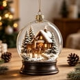 thumbnail image 1 of ZENVIVE Festive Christmas Hanging Ornament, 3.5 Inch Acrylic Snow Globe With A Twisted Cord, Snowy Winter Cabin Decor For Tree Mantel Window Shelf, Deer Duo Cabin, 1 of 8
