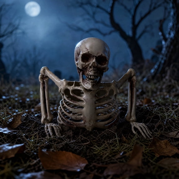 ZENVIVE Halloween Half Body Skeleton Decoration, 8.6 x 9.4" Realistic Plastic Skull Skeleton with Arms, Halloween Tabletop Ornament for Haunted House, Party, Yard or Indoor Spooky Décor