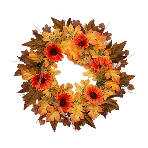 ZENVIVE Harvest Fall Wreath for Front Door, 21.2" Maple Leaf Pumpkin Sunflower Pine Cone Wreath, Fall Thanksgiving Halloween Decorations for Porch Wall, Home Outdoor Holiday Decor