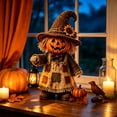 thumbnail image 1 of ZENVIVE Light Up Pumpkin Figurine, 5.9" Resin Halloween Pumpkin Decoration with Warm LED Lantern, Cute Spooky Statue for Indoor Tabletop, Mantel, Shelf, Desk and Party Decor(Button Battery), 1 of 5