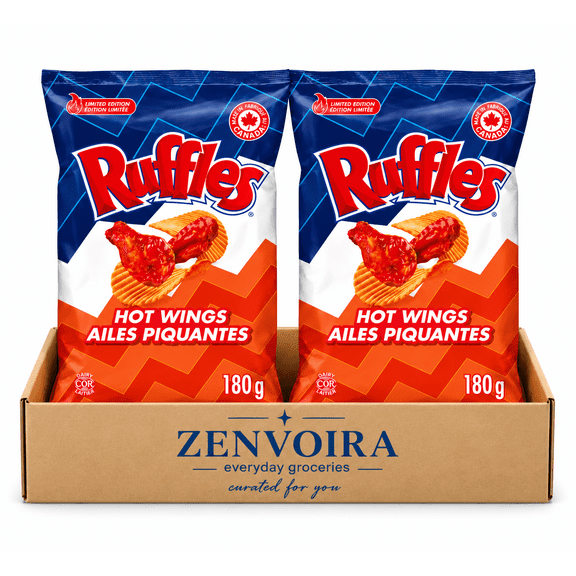 ZENVOIRA Ruffles Hot Wings Flavoured Potato Chips 180G/6.4OZ - 2 Ct