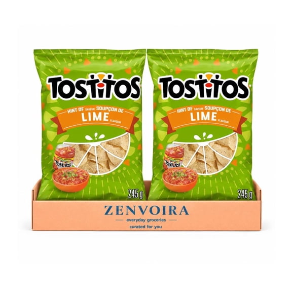 ZENVOIRA Snack Tostitos Hint of Lime Restaurant Style Tortilla Chips 245g/8.6oz - 2 Ct