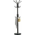 thumbnail image 1 of Modern Coat Rack Freestanding with Natural Marble Base & Sturdy Metal Frame, 11 Hooks Hall Tree, Closet (Black), 1 of 8