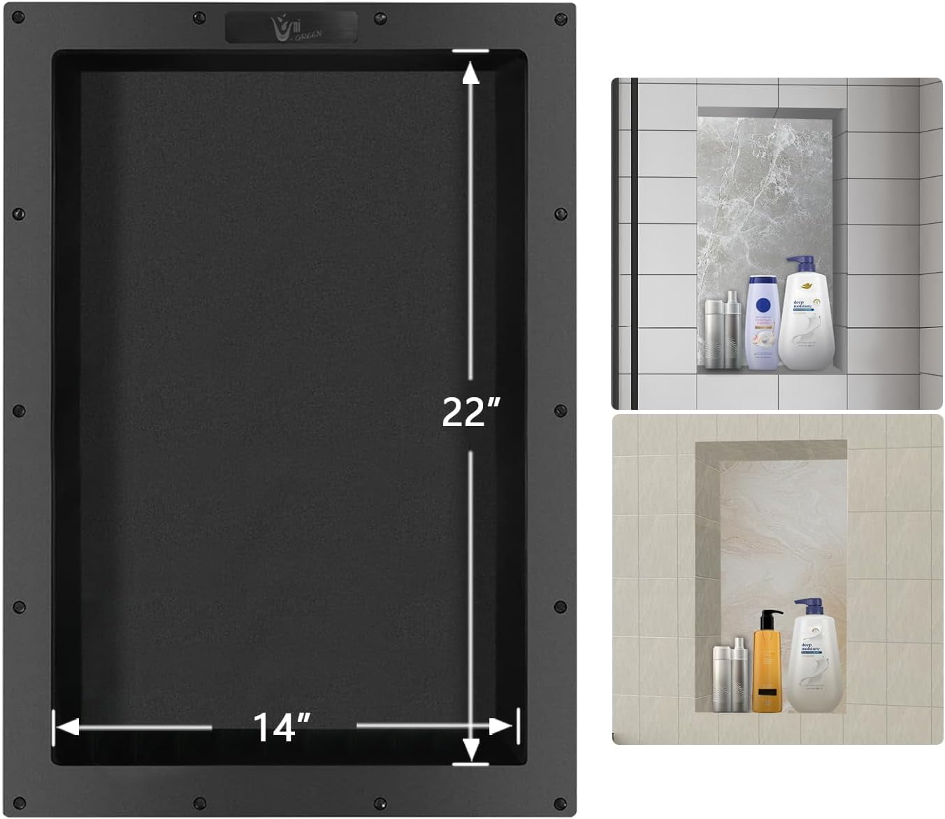 ZENX Ready Tile Shower Niche Shelf 17"X25"X4"（Inside 14"X22"） - Single ...