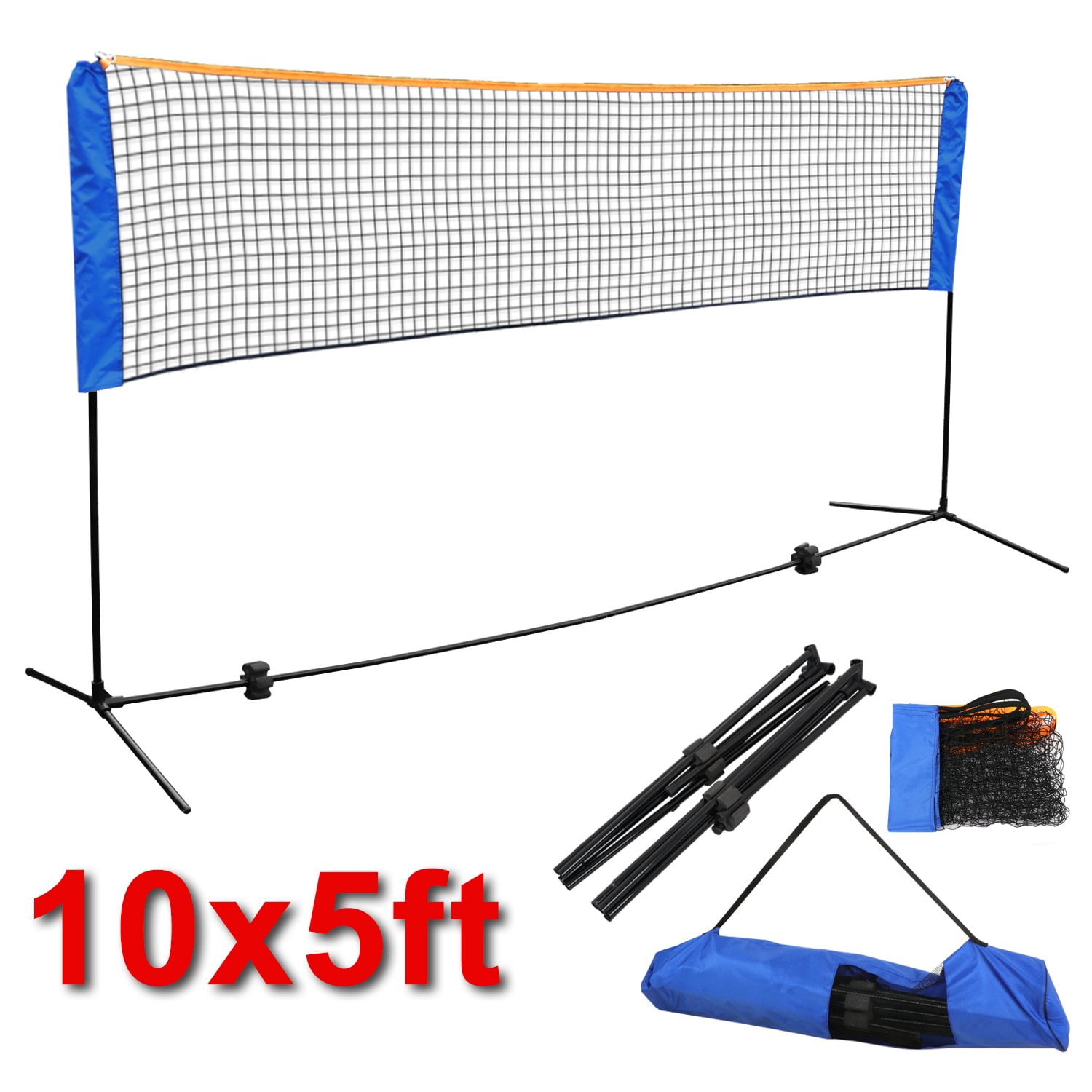 ZENY 10' x 5' Portable Badminton Net Beach Volleyball Tennis Sports Training Net Set W/Poles, Stand & Carrying Bag
