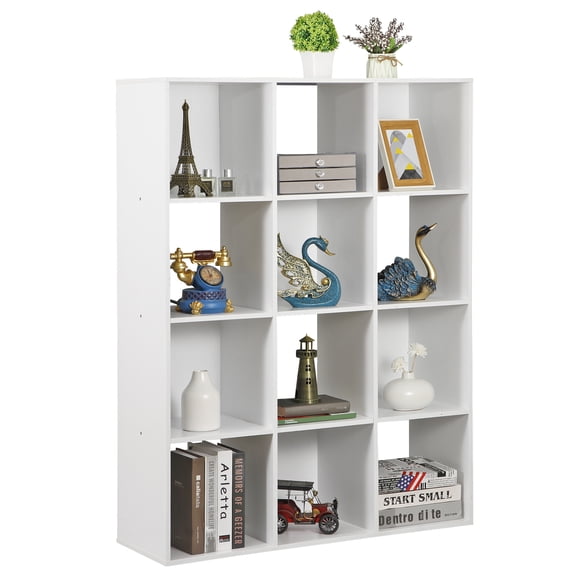 ZENY 12 Cube Storage Organizer, Open Shelf Bookcase & Bookshelf Display Unit for Living Room and Home Office, White