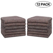 ZENY Regenerative Cotton Moving Blanket, 72" x 54", Brown, 12 Count