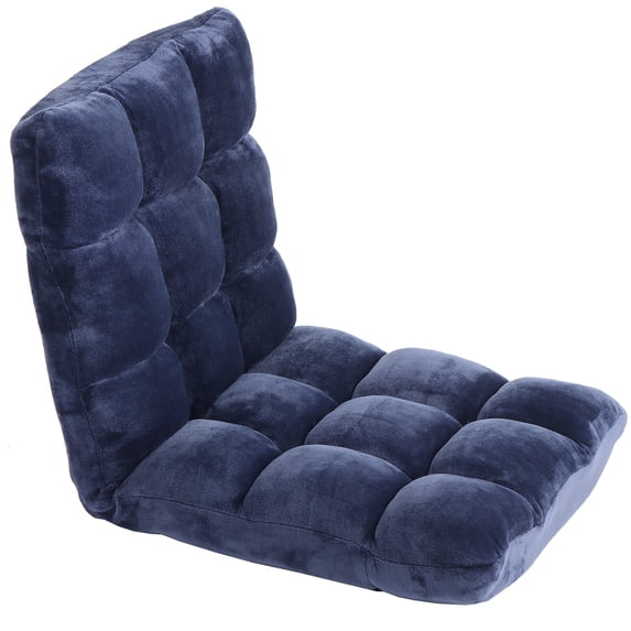 ZENY 14-Level Adjustable Folding Floor Chair, Reclining Lazy Sofa Chair with Padded Cushion, Gaming Lounge Chair for Living Room, Bedroom and Reading, Navy Blue