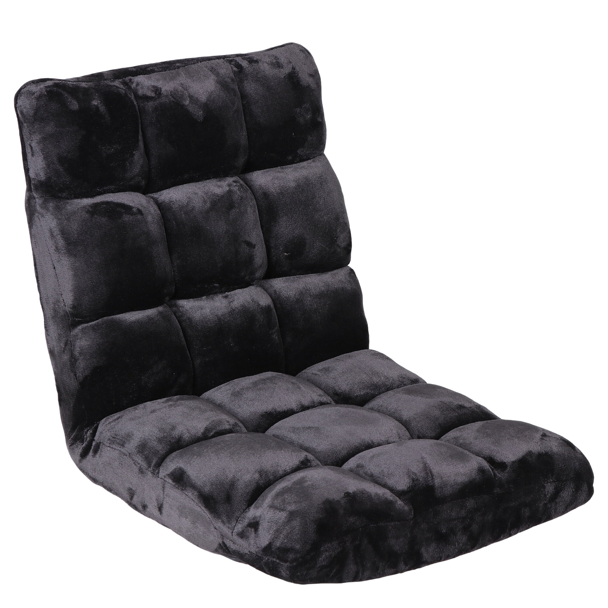 ZENY 14 Levels Adjustable Floor Folding Chair Lazy Sofa Cushion Gaming Chair Recliner - Black