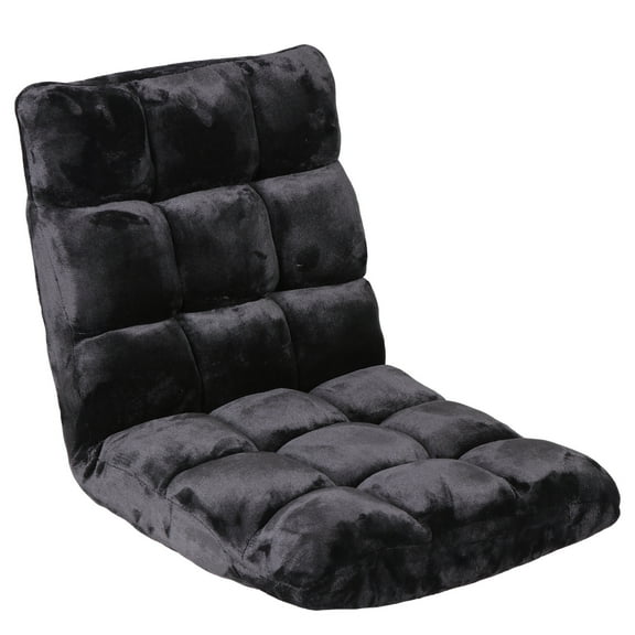 ZENY 14 Levels Adjustable Floor Folding Chair Lazy Sofa Cushion Gaming Chair Recliner - Black