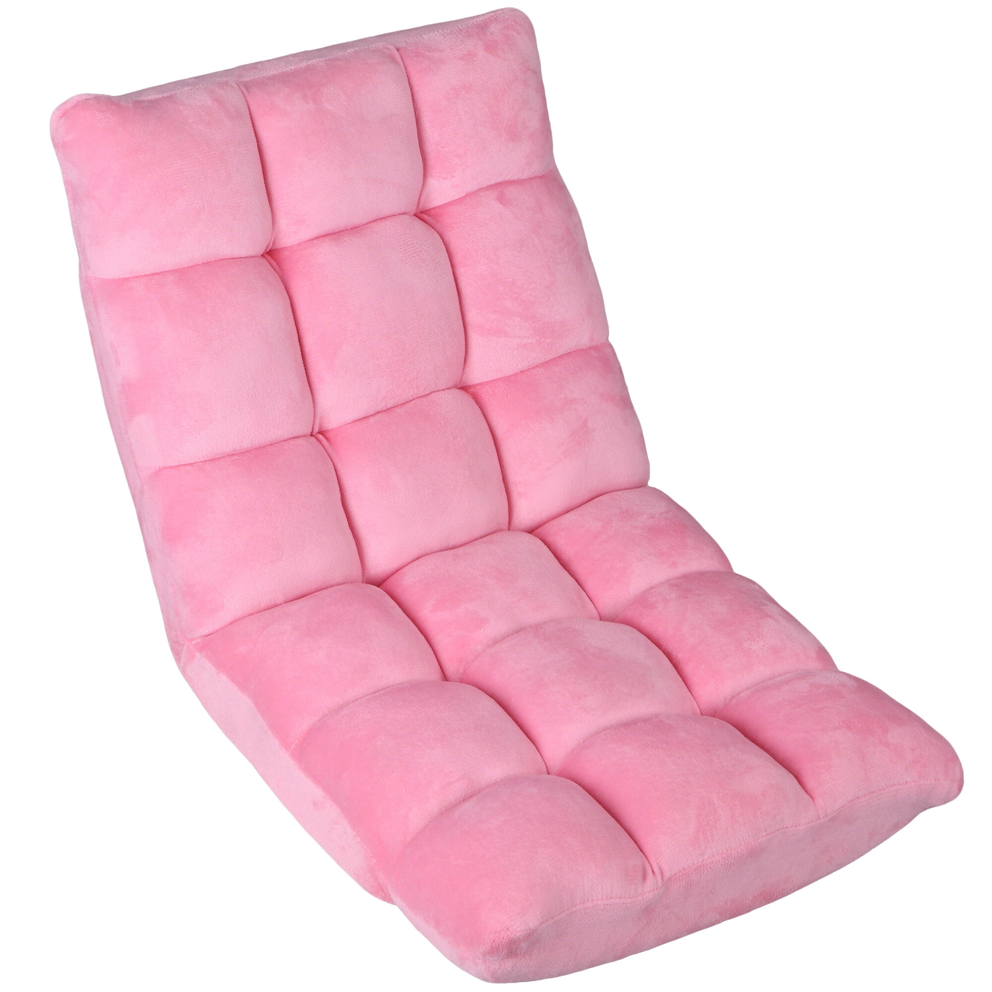 ZENY 14 Levels Adjustable Floor Folding Chair Lazy Sofa Cushion Gaming Chair Recliner - Pink