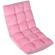 ZENY 14-Level Adjustable Folding Floor Chair, Reclining Lazy Sofa Chair with Padded Cushion, Gaming Lounge Chair for Living Room, Bedroom and Reading, Pink