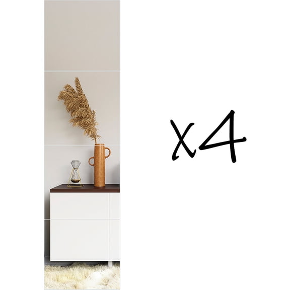 ZENY 16 Pcs Frameless Four-Square Full Wall Mirror Set 14" with Extra Double-Sided Adhesives